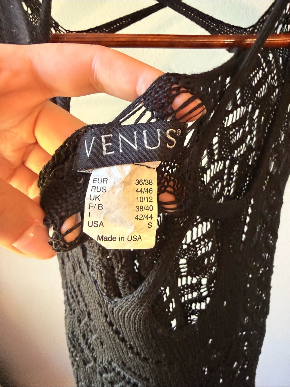 Black Crochet Tank Top/Swim cover up with Strappy Back - Picture 3 of 4